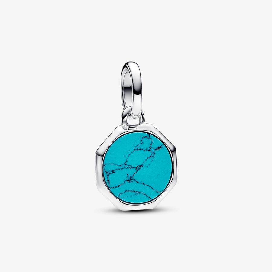 Bille mini médaillon à graver en argent avec turquoise synthétique - 793388C01 - Pandora