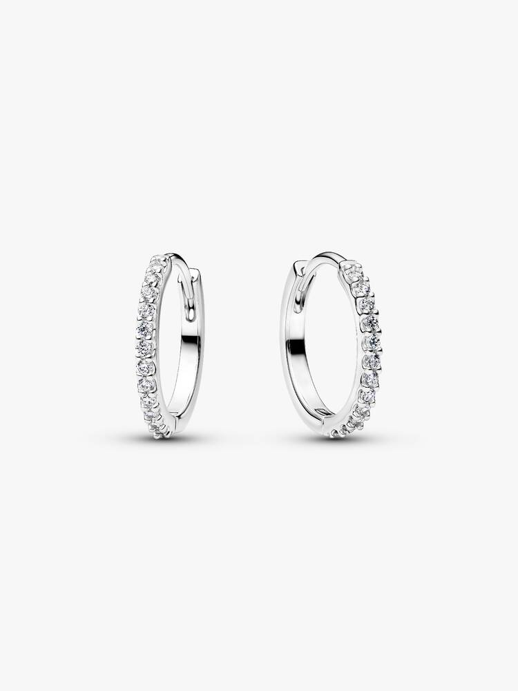 Mini anneaux scintillants, argent, zircons incolores