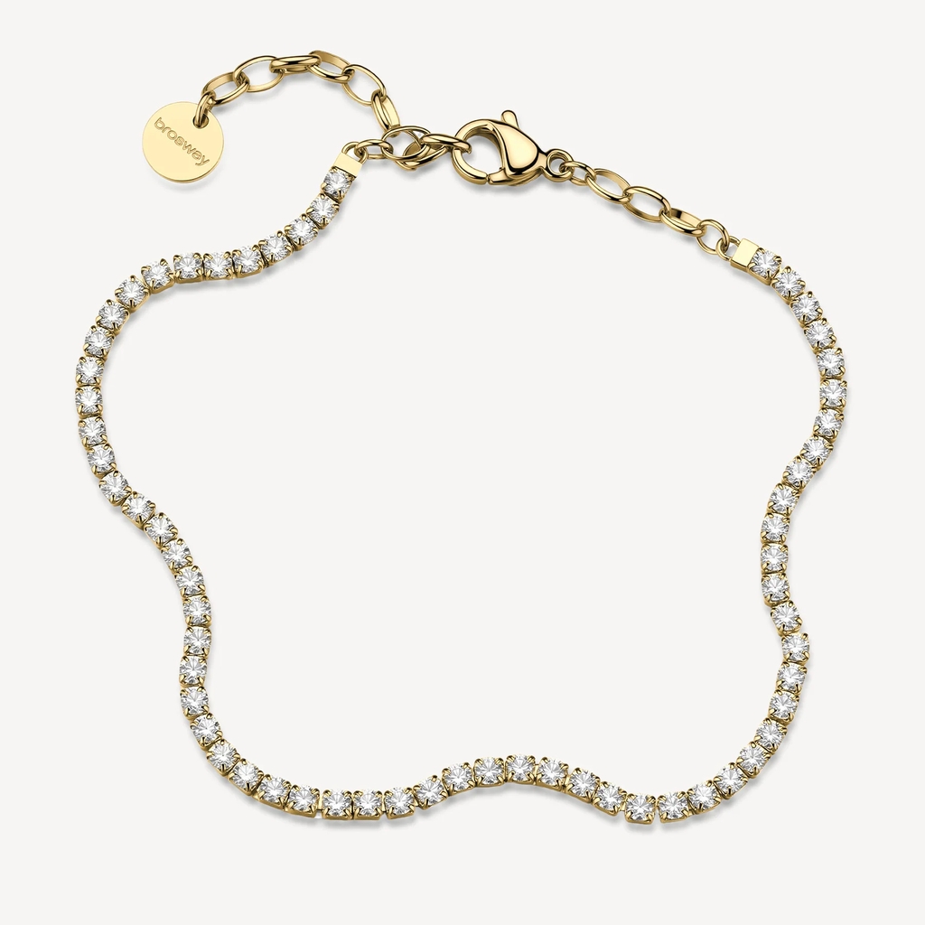Bracelet tennis Desideri, acier inoxydable doré, zircons incolores