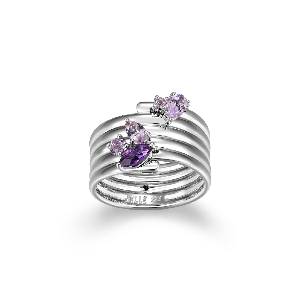 Bague argent rhodié, améthystes - R4LAJM13AG - Elle