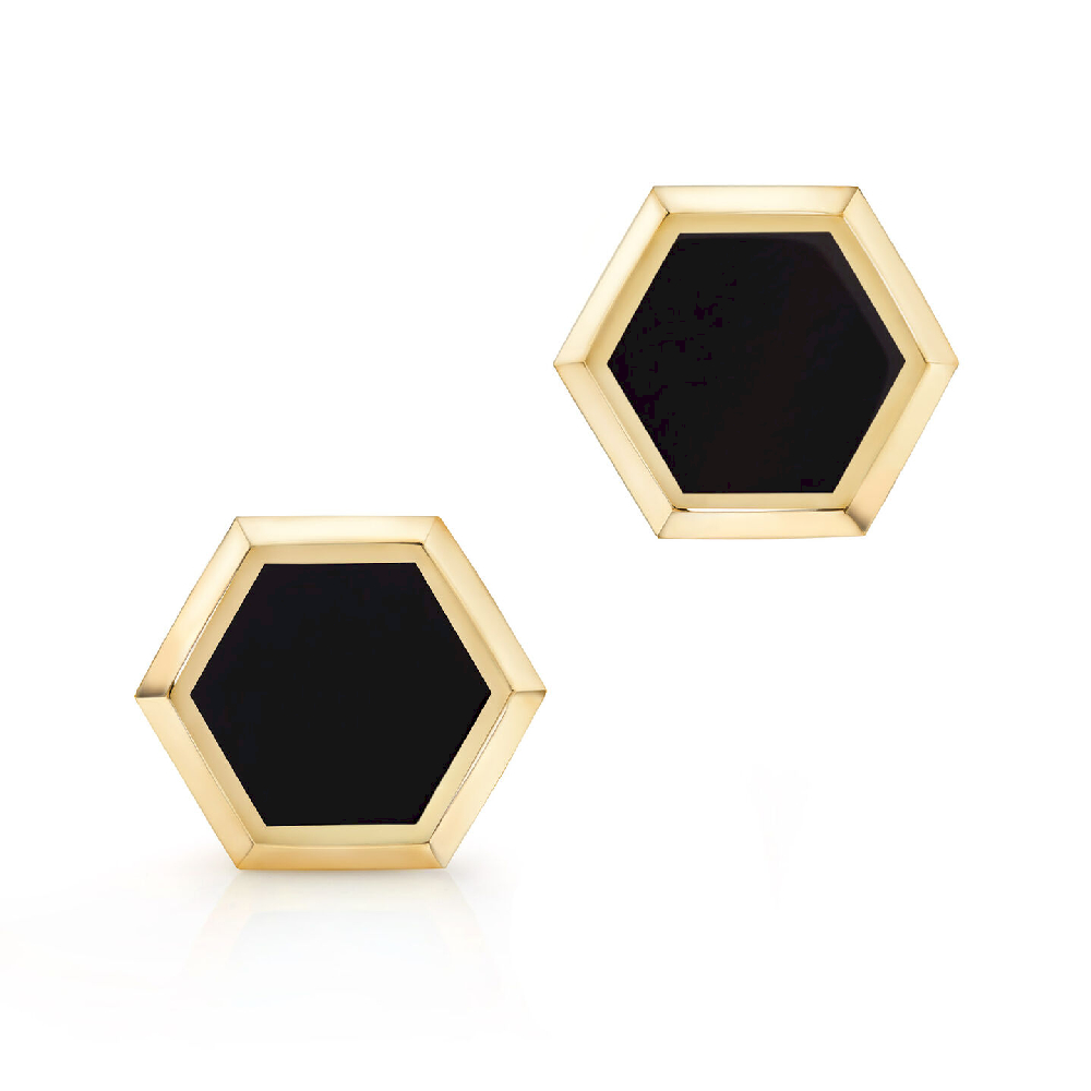 Boucles d'oreilles fixes Birks Bee Chic, or jaune 18 carats, onyx - 450018726612 - Birks