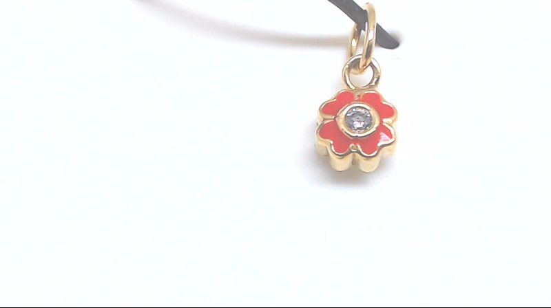 Pendentif en or jaune fleur rouge - 2196-ROUGE-P - ExclusivitÉs