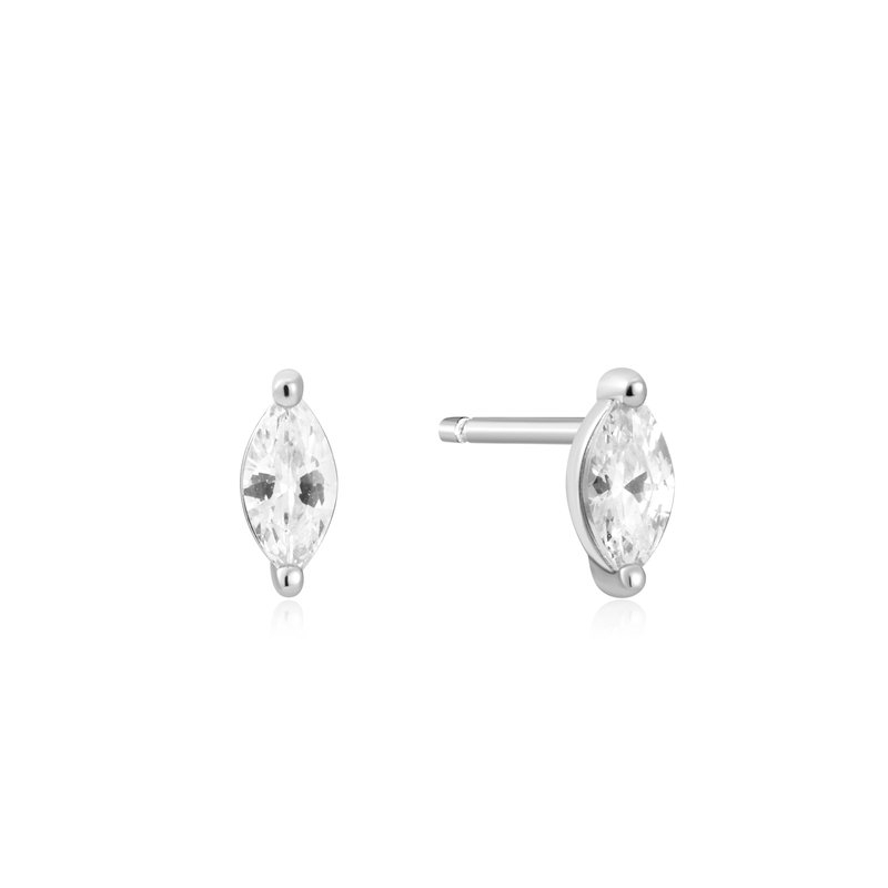 Boucles d'oreilles fixes argent rhodié, zircons incolores - E059-02H - Ania Haie