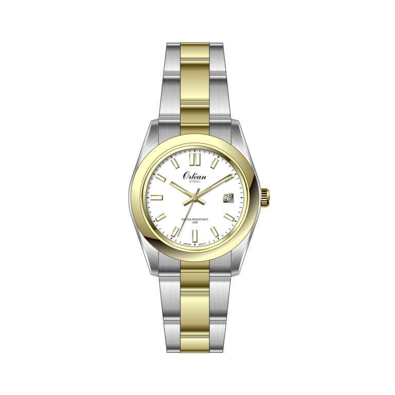 Montre femme 2 tons boitié blanc Montre femme 2 tons boitié blanc