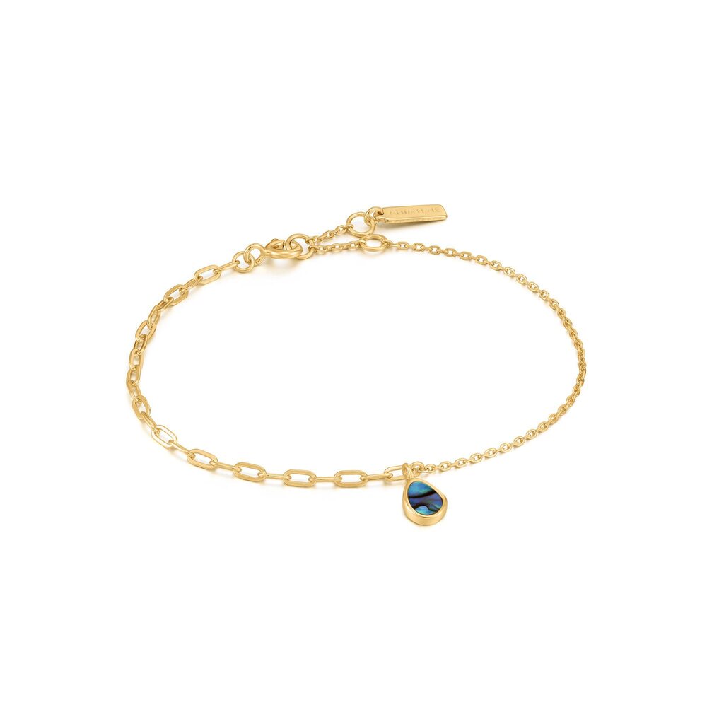 Bracelet argent doré, nacre d'ormeau - B027-02G - Ania Haie