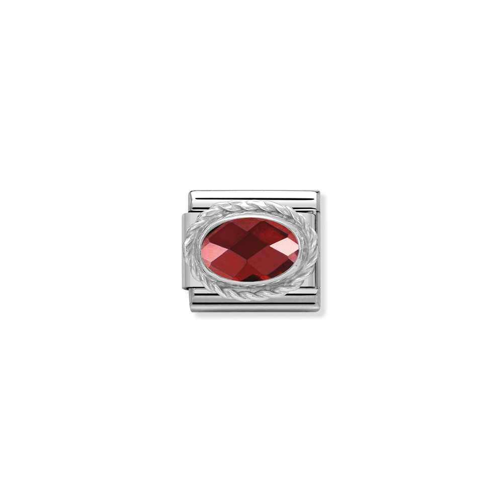 Maille classique acier inoxydable, argent, zircon rouge - 330604005 - NOMINATION
