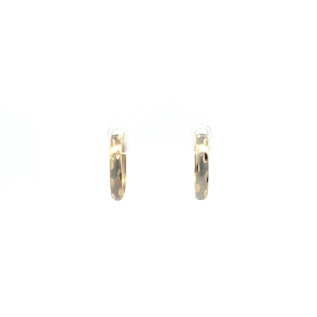 Anneaux de type huggies texturés, or 2 tons (jaune et blanc) 10 carats Anneaux de type huggies texturés, or 2 tons (jaune et blanc) 10 carats
