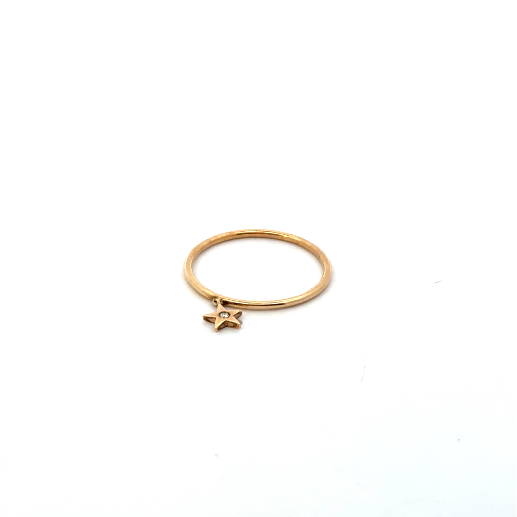 Bague étoile, or jaune 14 carats, diamant de 1 point - 111590-J - Majolie