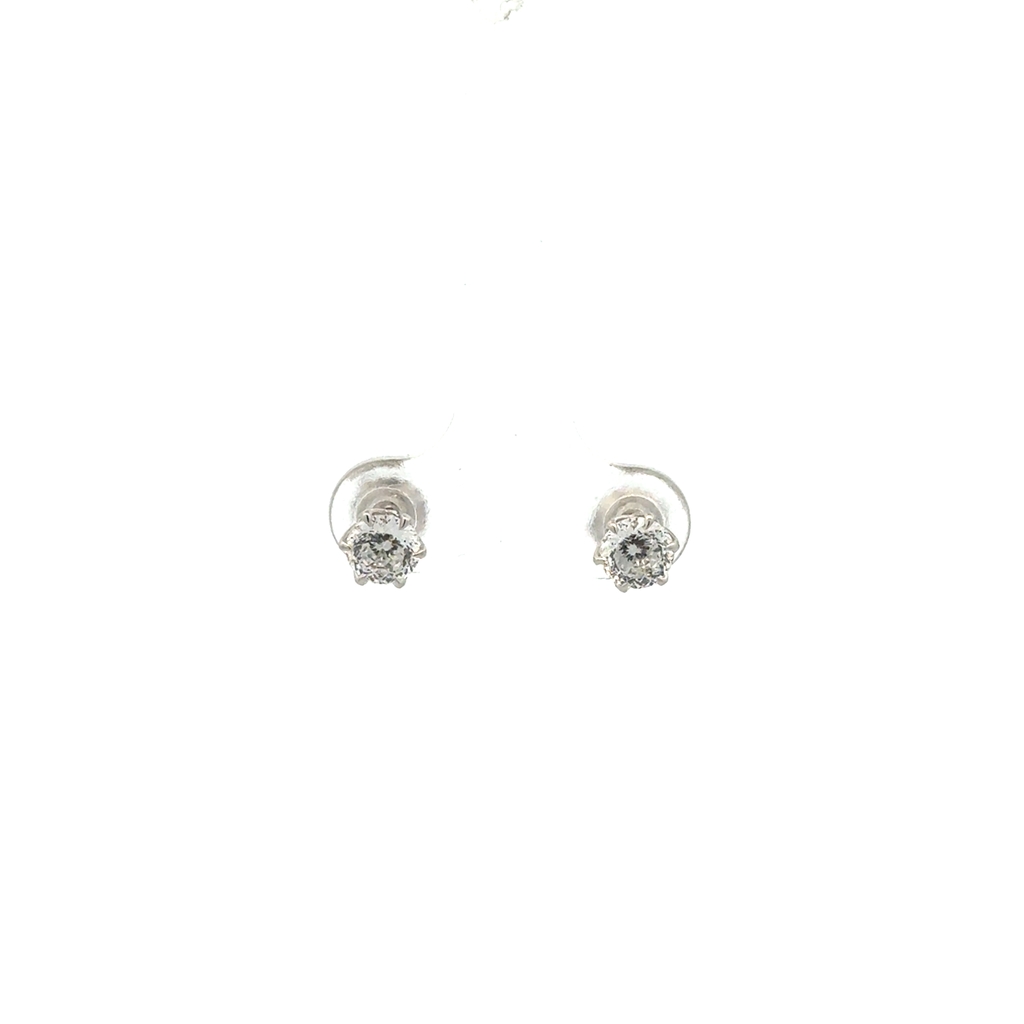 Boucles d’oreilles fixes en or blanc 14 carats avec 100 points de diamants de laboratoire au total