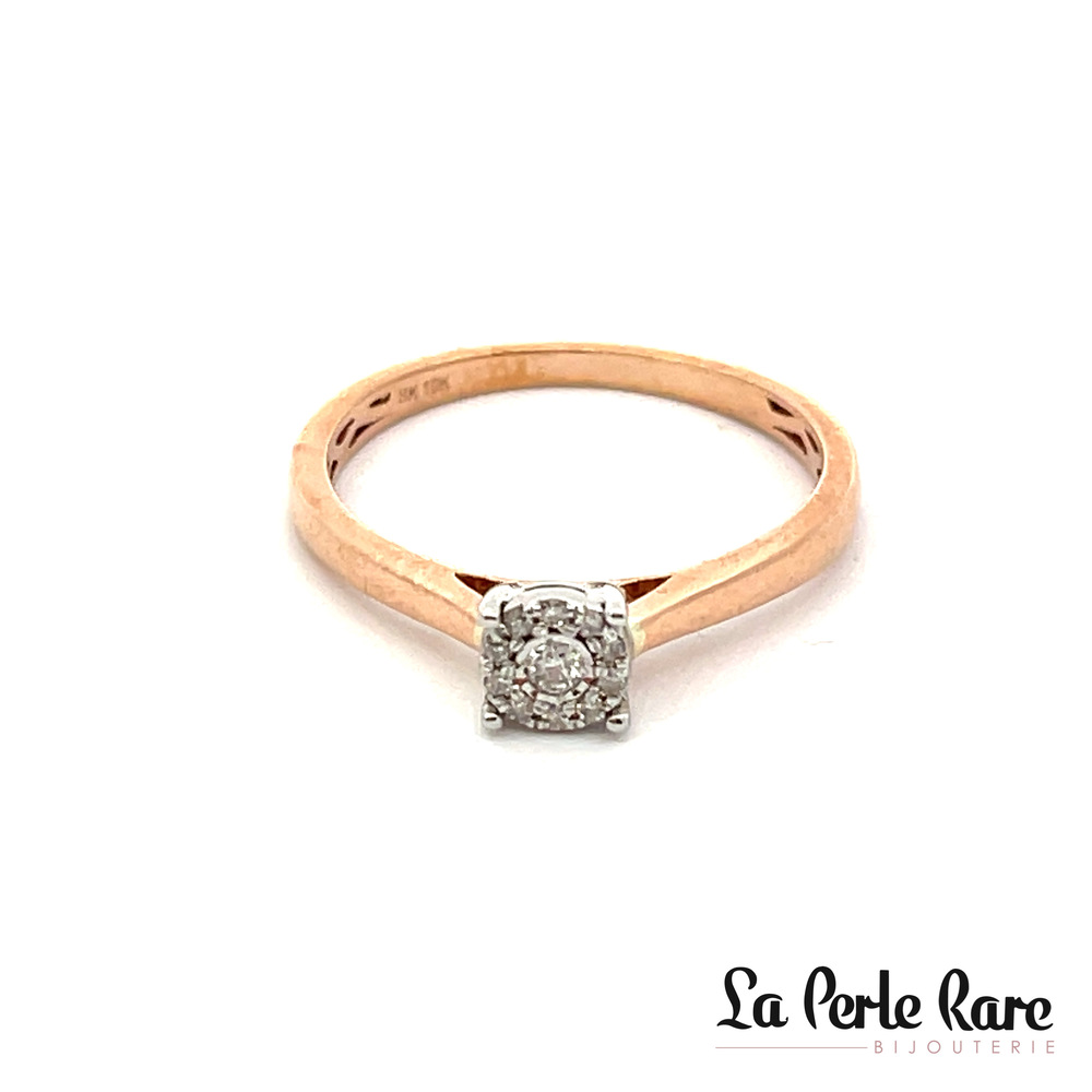 Bague solitaire illusion, or 2 tons (rose/blanc), 5 pts dia tot Bague solitaire illusion, or 2 tons (rose/blanc), 5 pts dia tot