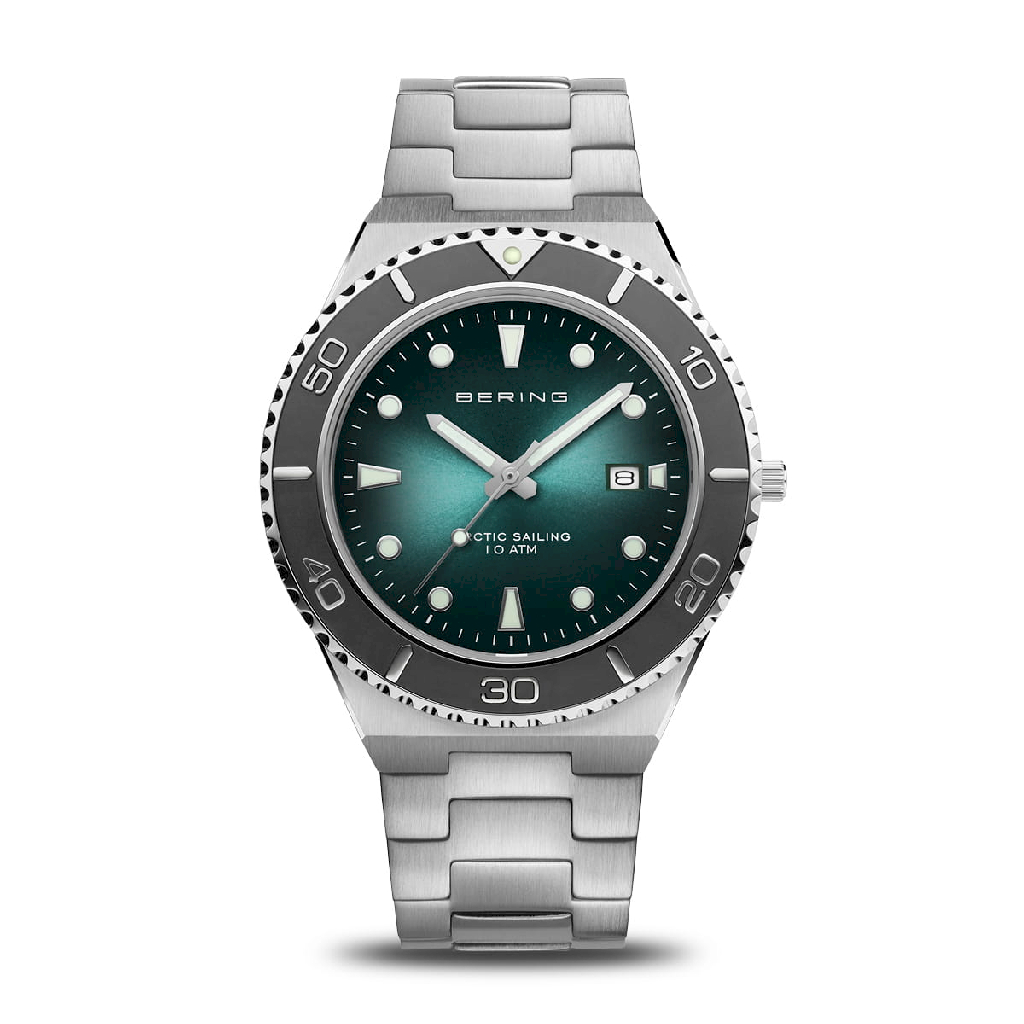 Montre acier inoxydable, fond vert