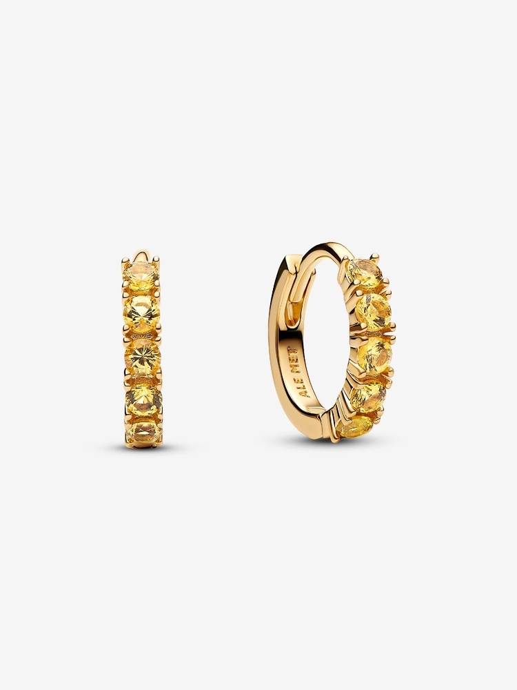 Anneaux de type huggies métal unique plaqué d'or 14 carats, cristaux jaunes - 263849C01 - Pandora