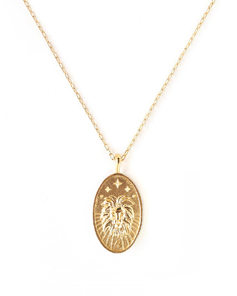 Pendentif zodiaque Lion, étain doré - LION-GB - Welldunn