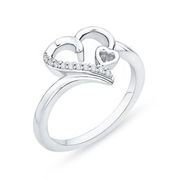 Bague or blanc 2 coeurs a diamants Bague or blanc 2 coeurs a diamants