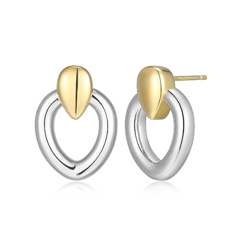 Boucles d'oreilles fixes argent 2 tons (blanc et jaune) - R2LCV7A058 - Elle