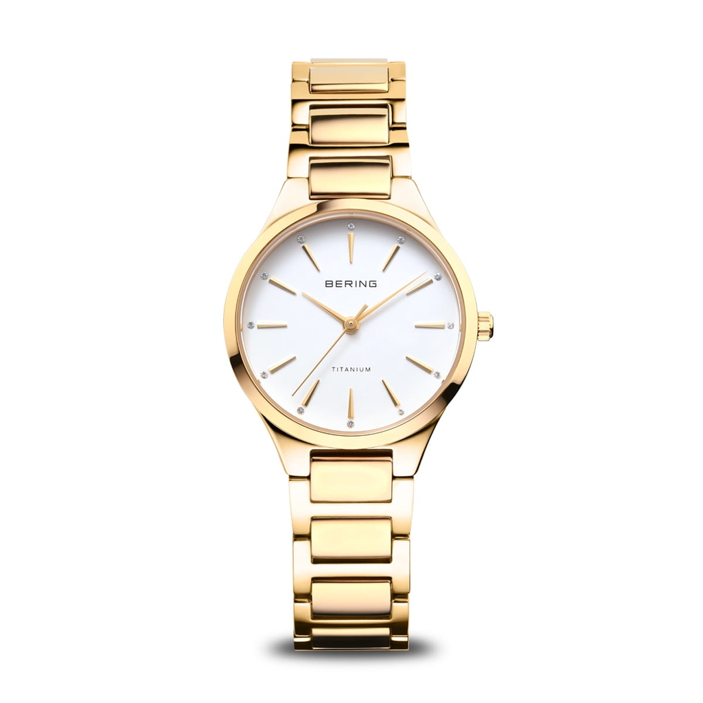 Montre titane doré, fond blanc - 15630-734 - Bering