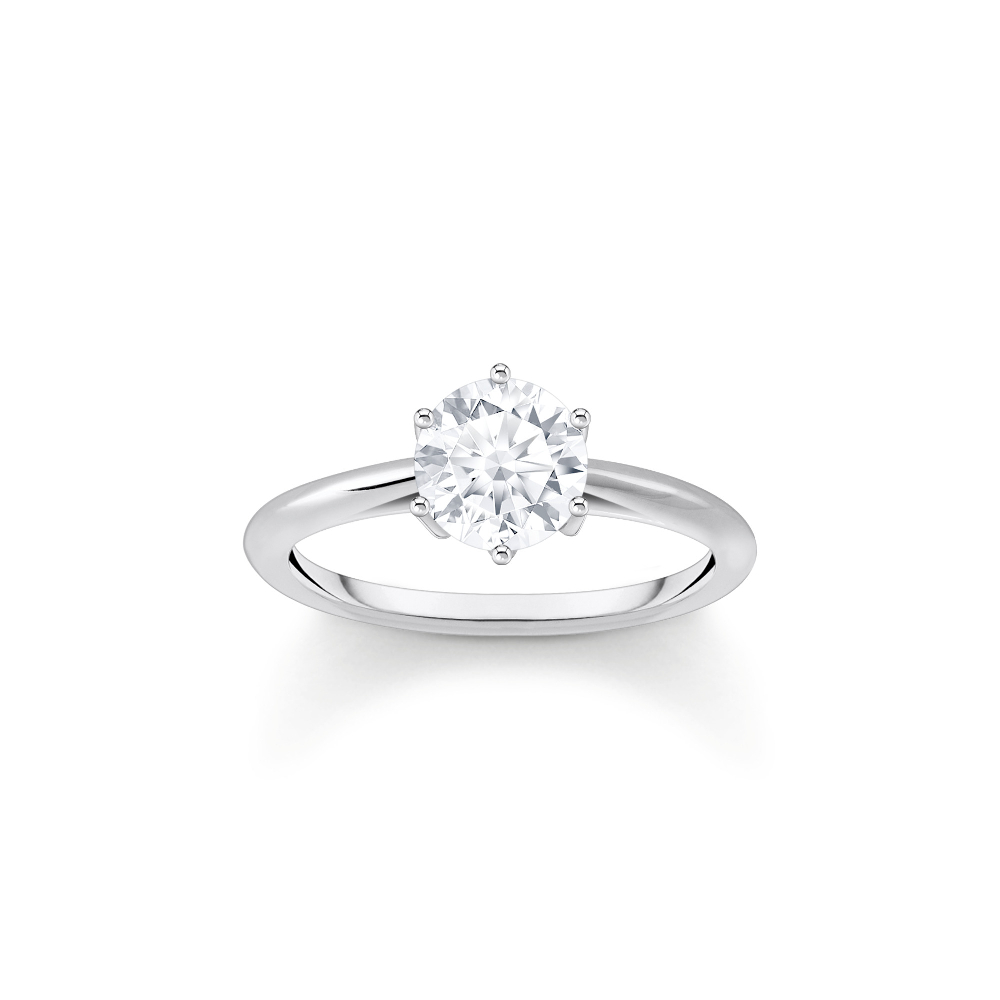 Bague solitaire, argent, zircon incolore - TR2474-051-14-58 - Thomas Sabo