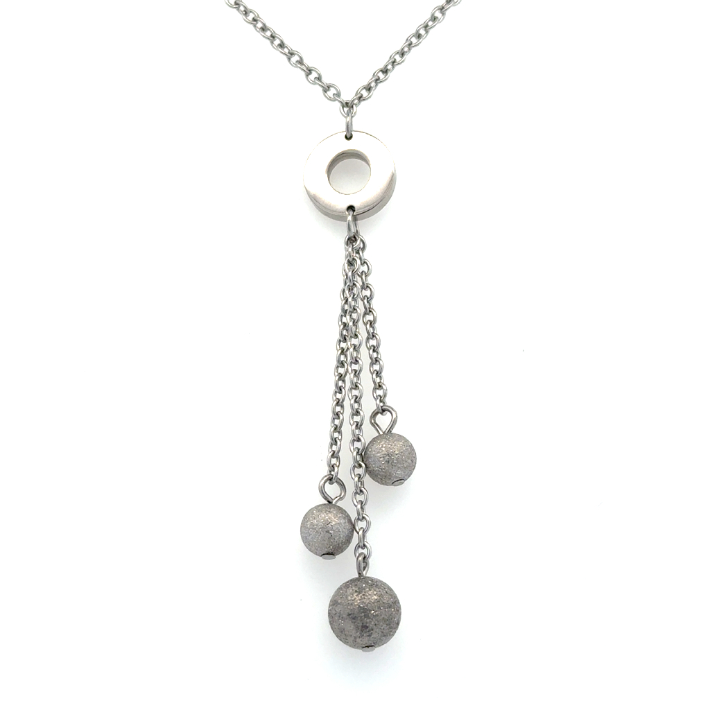 Collier acier inoxydable, zircons incolores