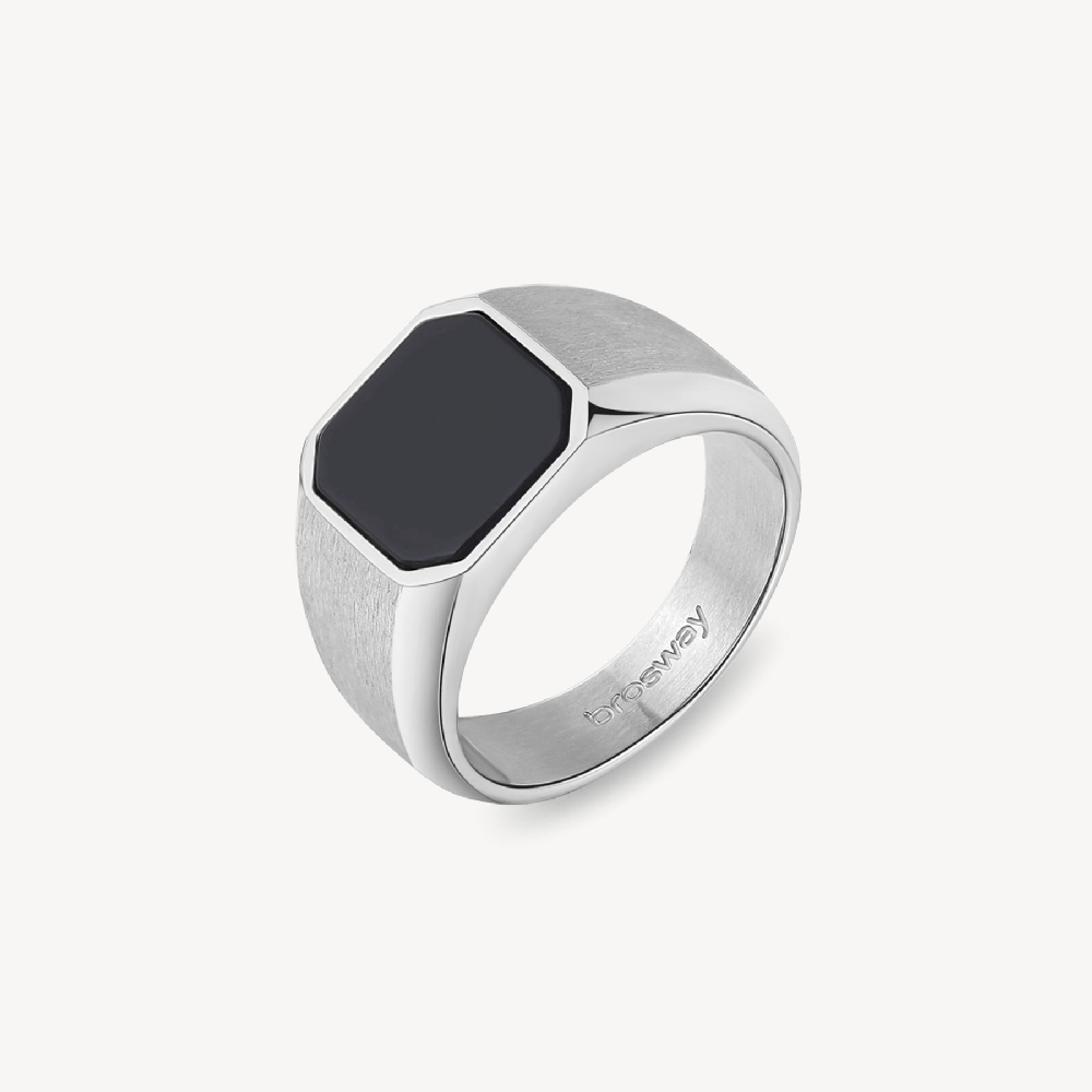 Stainless steel signet ring with onyx - BIK129-11 - Brosway Italia