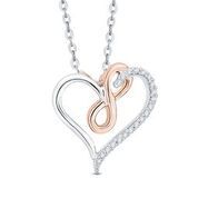 Pendentif coeur et infini 2 tons et 8 points diamants Pendentif coeur et infini 2 tons et 8 points diamants