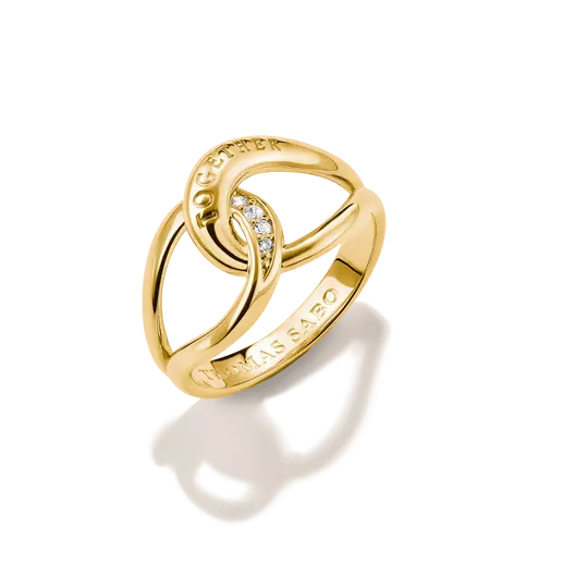 Bague alliage premium plaqué or 18 carats, zircons incolores