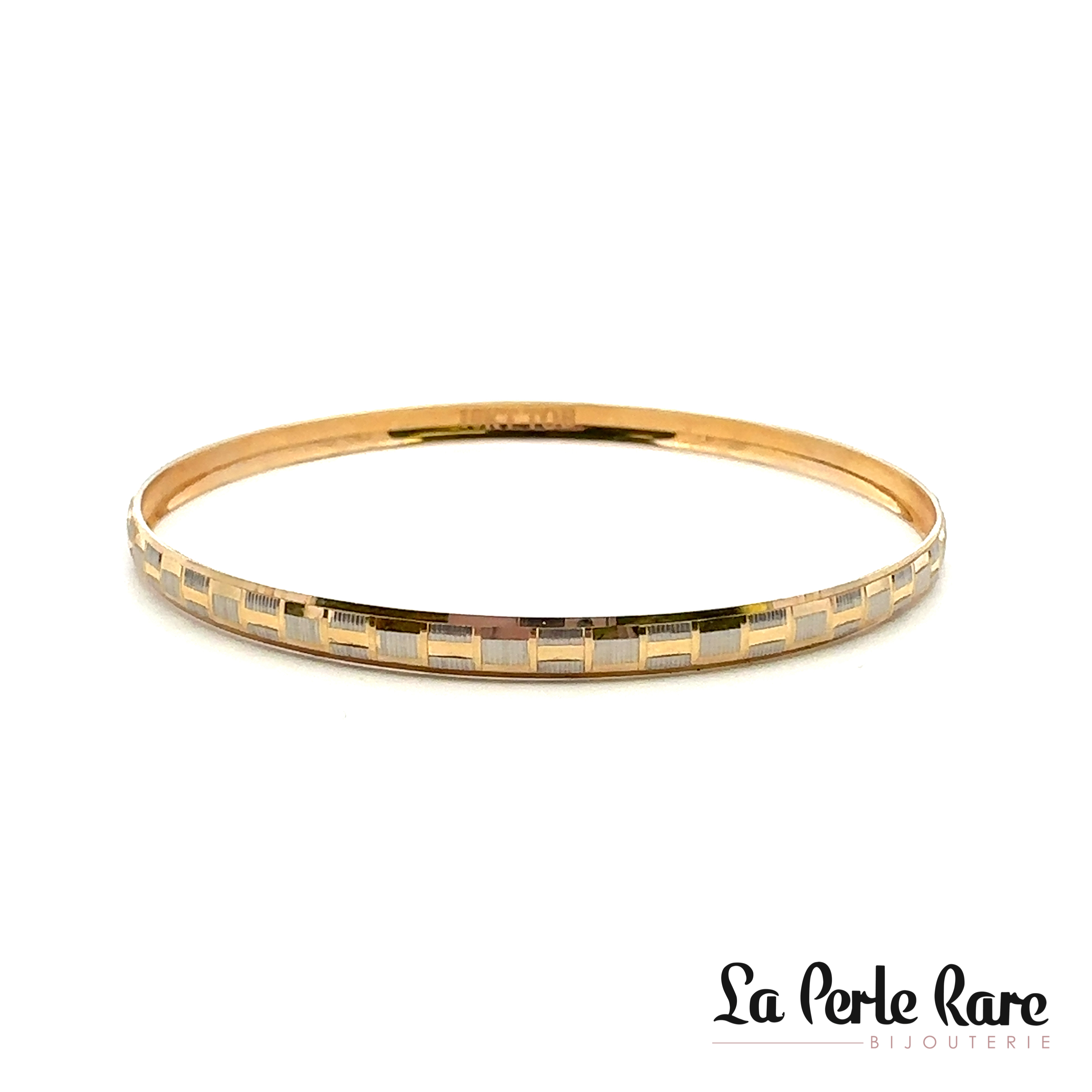 Bracelet rigide or 2 tons (jaune/blanc) - LPR-1760 - Exclusivités