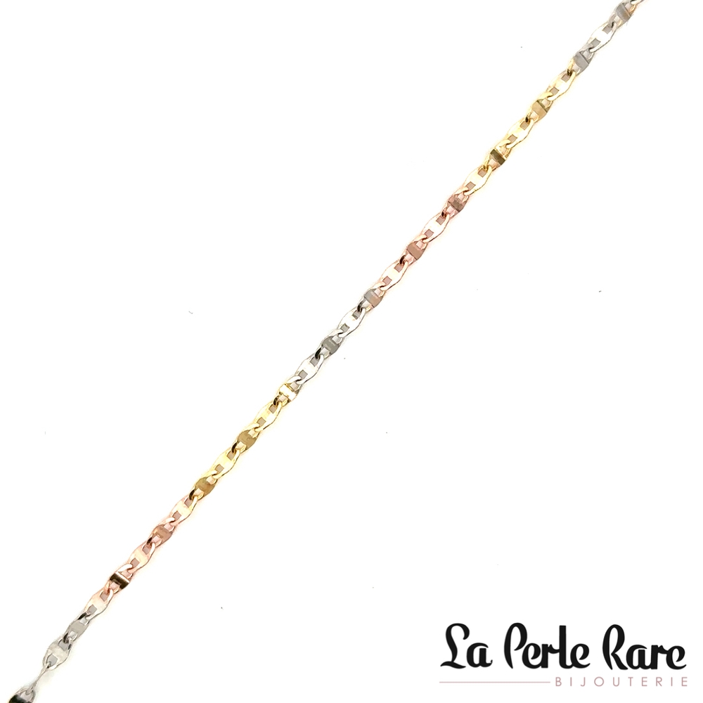 Chaîne de cheville or 3 tons (jaune, blanc et rose) 10 carats - LPR-2901-10 - Exclusivités