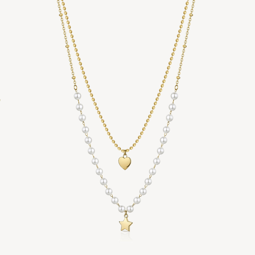 Collier acier inoxydable finition doré, perles - BAH82 - Brosway Italia