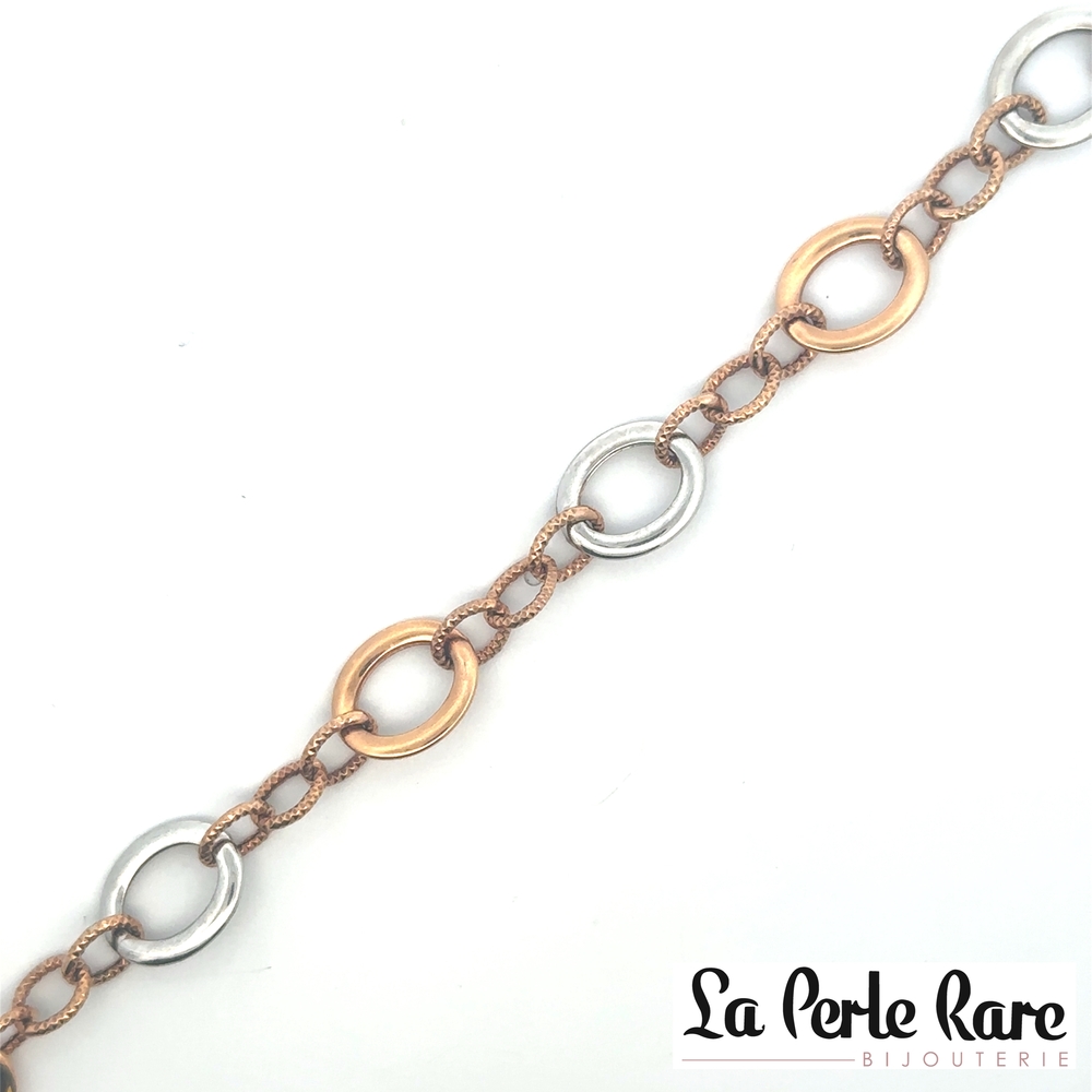 Bracelet or 2 tons (rose et blanc) 10 carats - GHB-164-2TR - Exclusivités