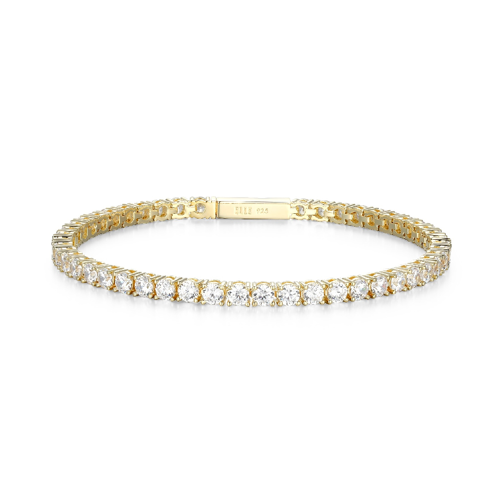 Bracelet tennis, argent doré, zircons incolores, 3 millimètres - 31LAPH009R - Elle
