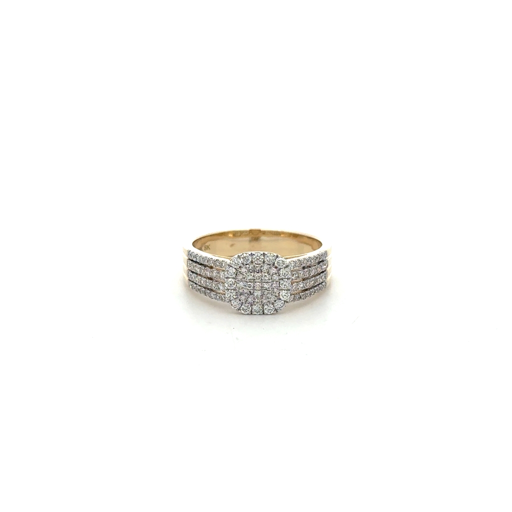 Bague or jaune 10 carats, 50 points de diamant total