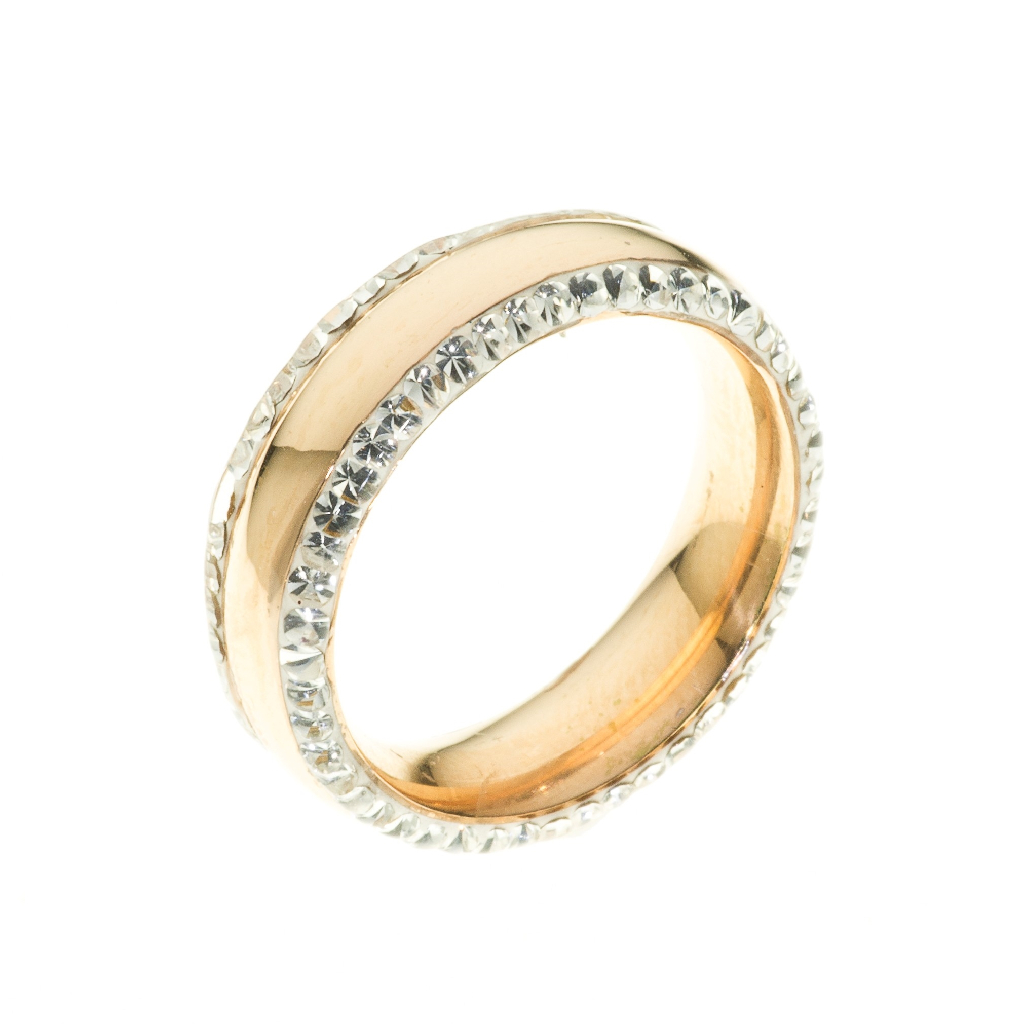 Bague femme acier rosé et zircons gr: 6
