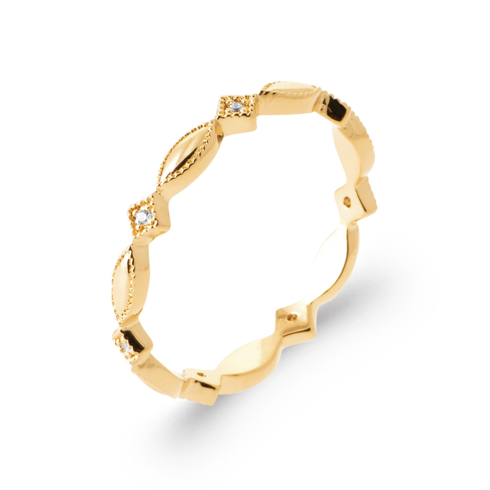 Bague argent doré, zircons incolores - ALIX-OR-54 - Mamari