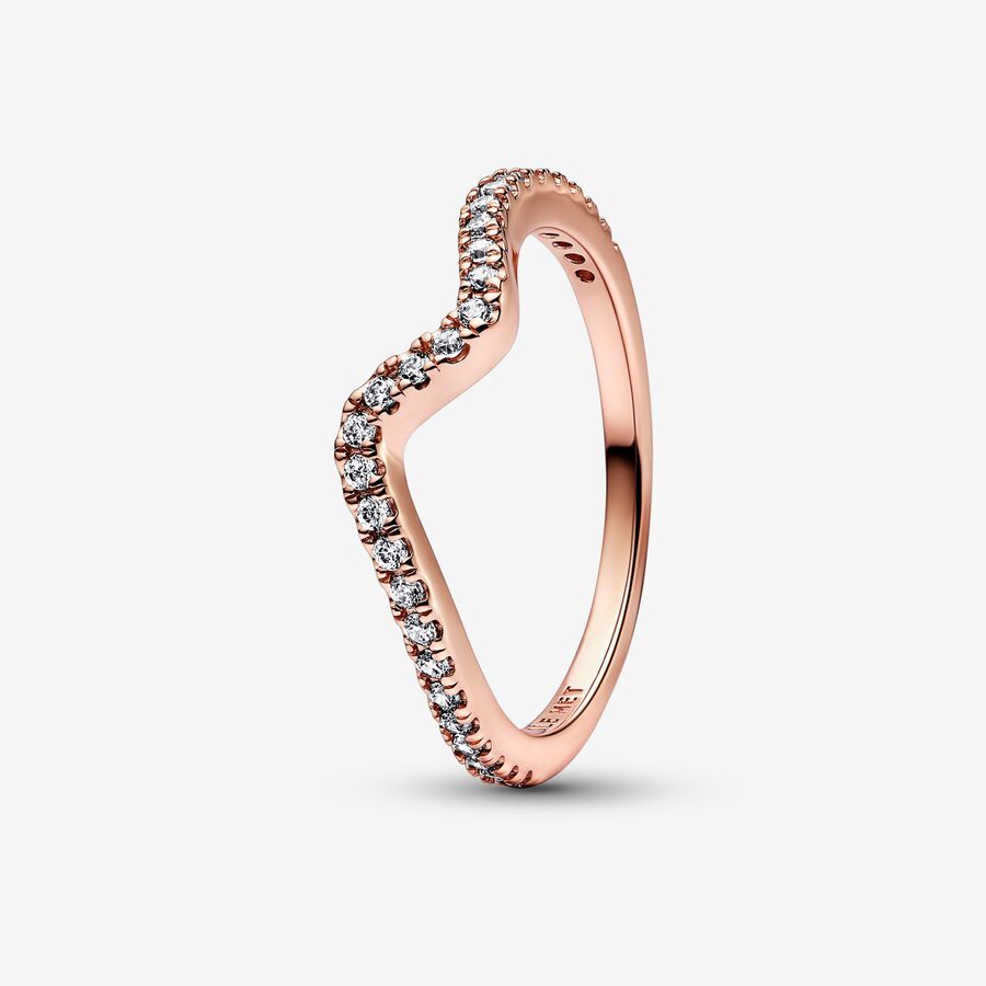 Bague vague scintillante, zircons, pandora rose. - 182539C01-50 - Pandora