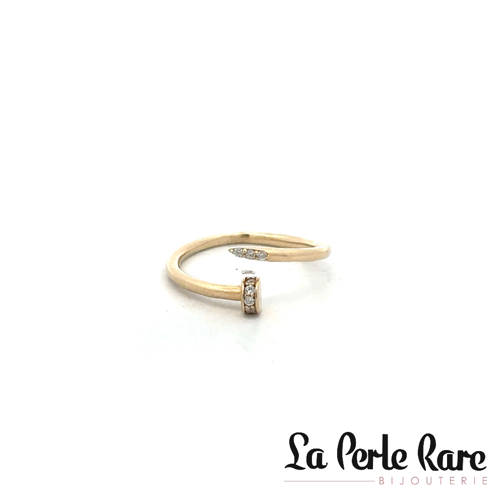 Bague de style Cartier, or jaune 10 carats, zircons incolores - RDD01-3443J - Exclusivités