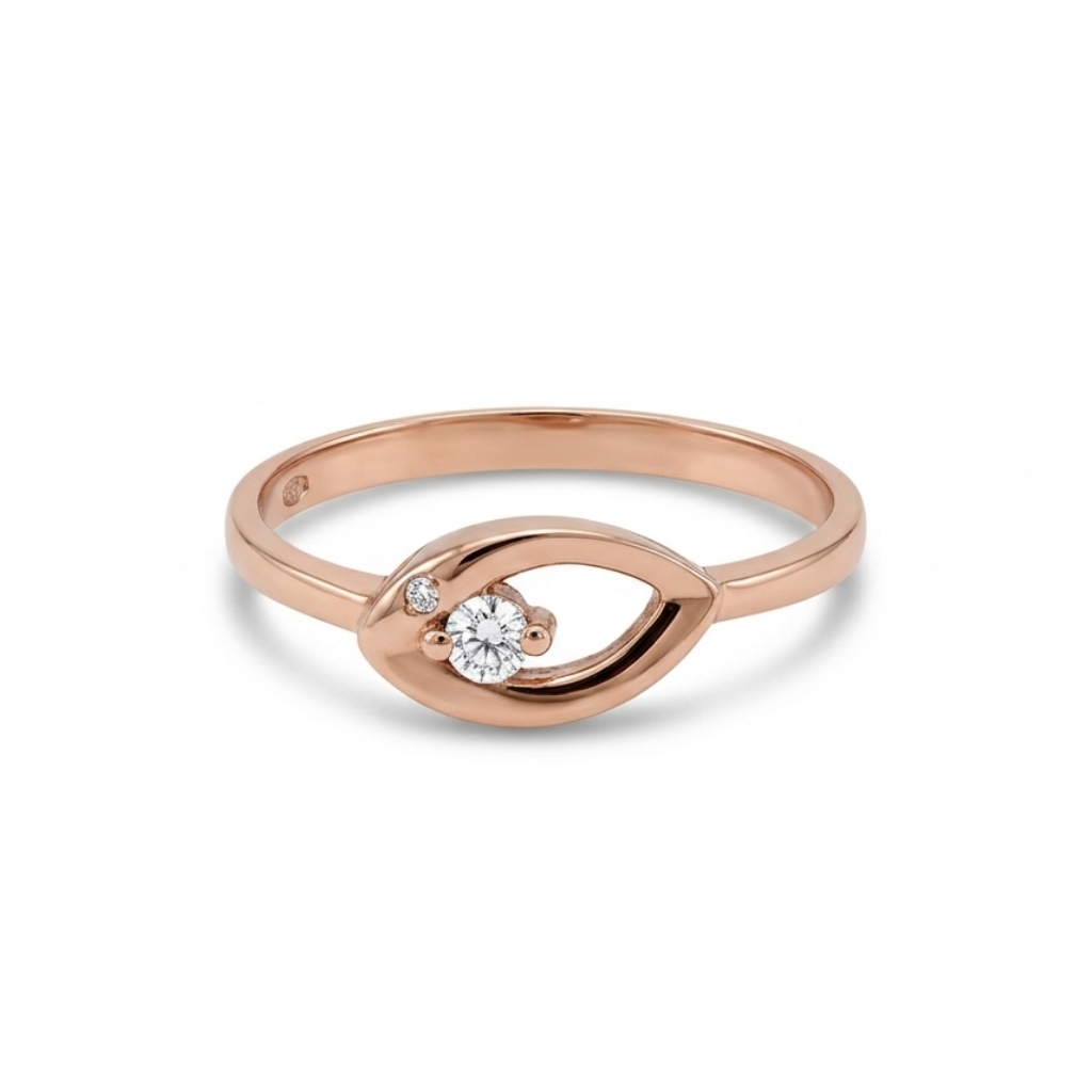 Bague or rose 10 carats, diamant canadien de 6.5 points, certificat