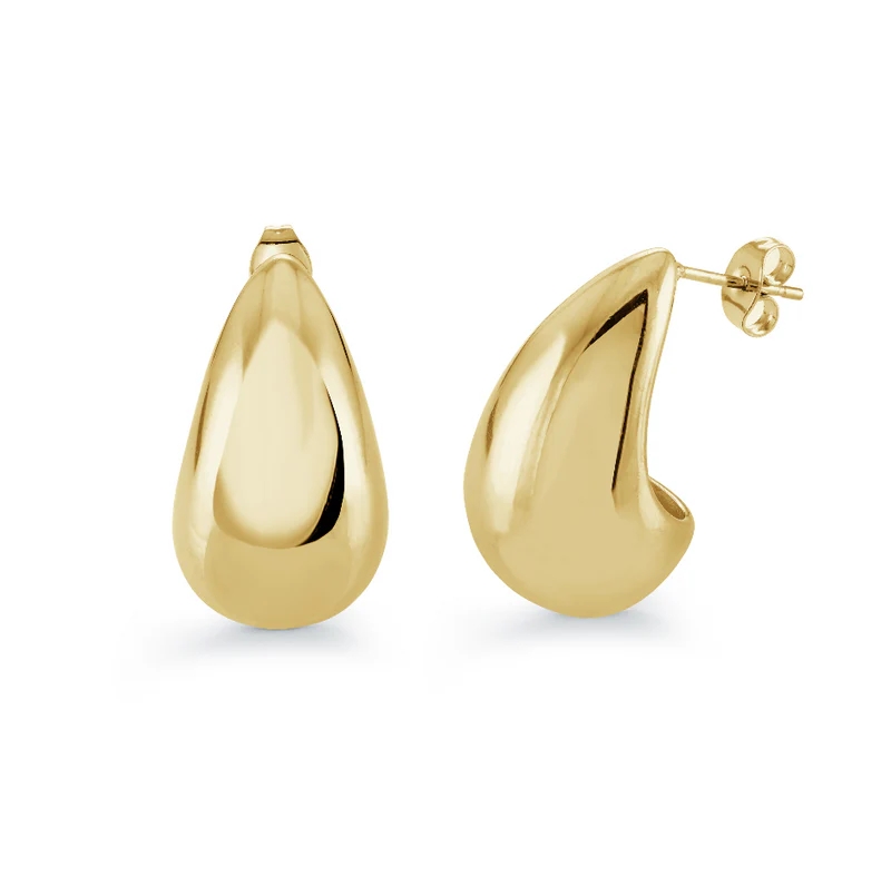 Boucles d'oreilles fixes de forme organique, acier inoxydable doré - SEA421 - Veloria