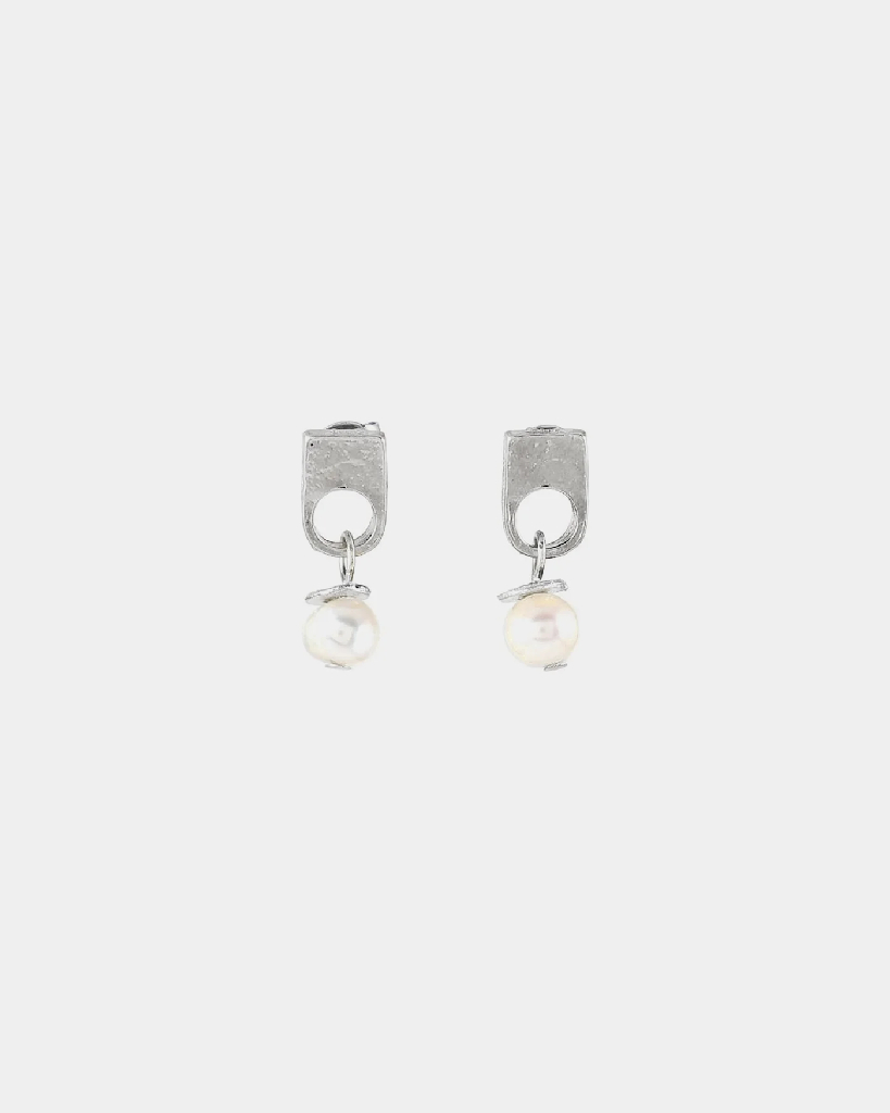 Boucles d'oreilles pendantes étain, acier inoxydable, perles d'eau douce - NEMRIS-ARGENTE - Anne-marie Chagnon