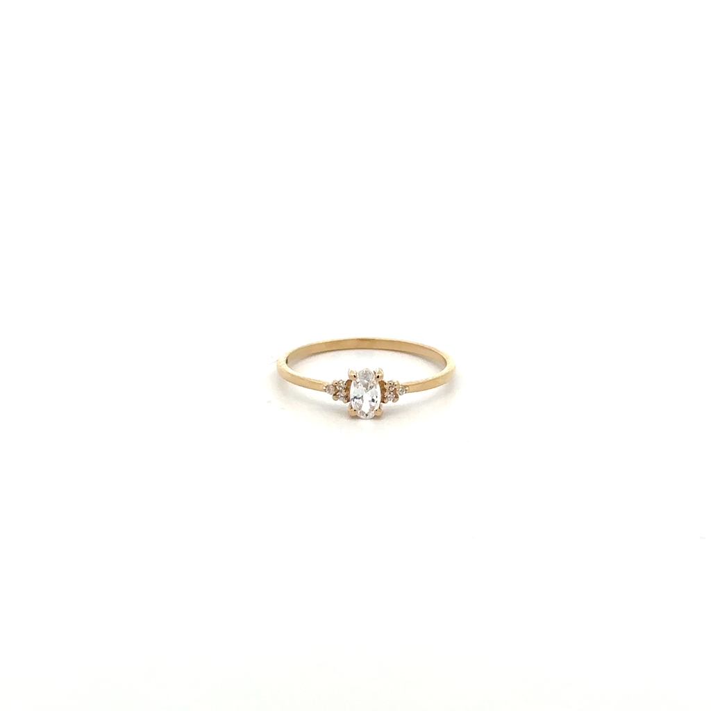 Bague or jaune 10 carats, zircons incolores - ST7065CIR - Pure Romance