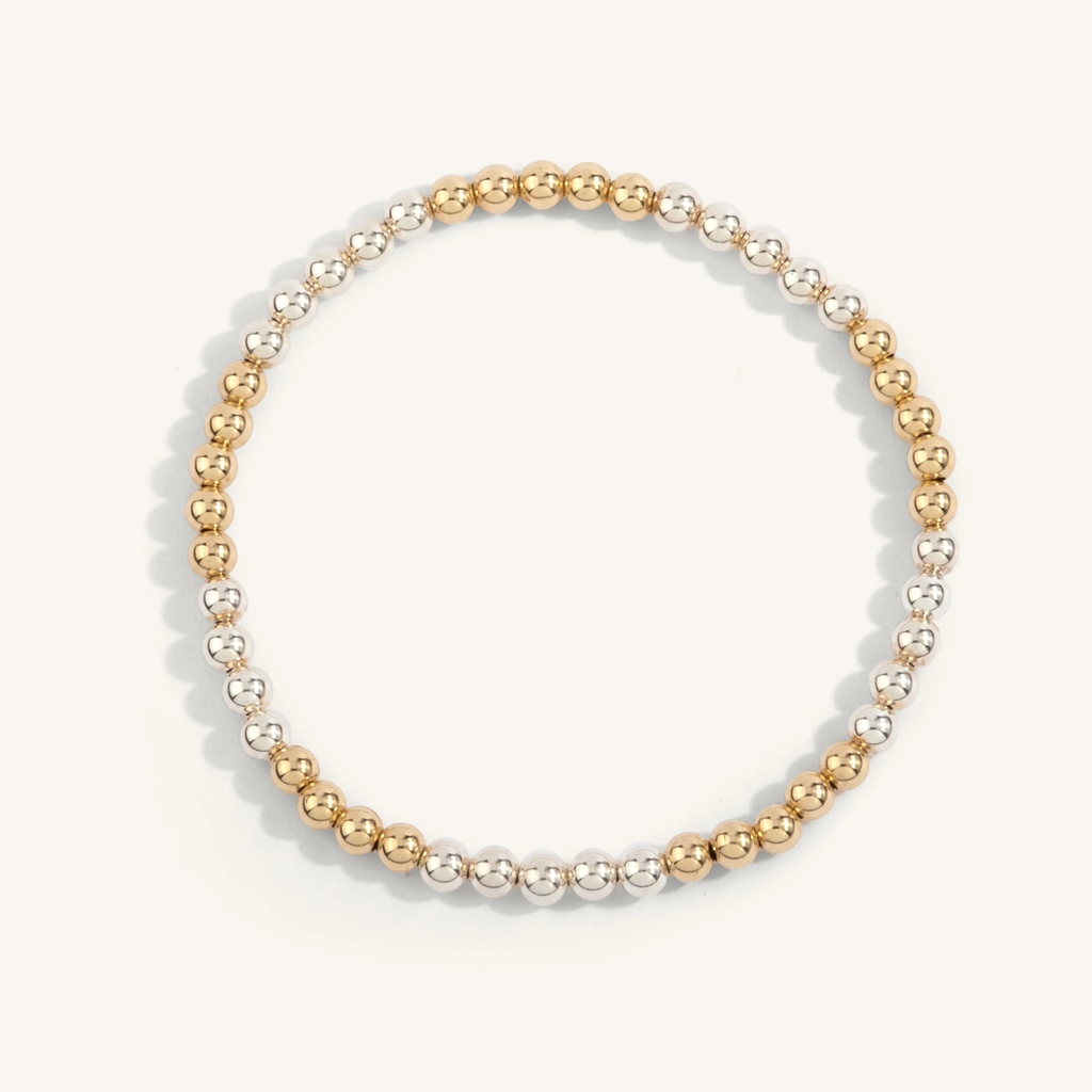 Bracelet extensible, métal doublé d'or 14 carats, argent, 4 millimètres