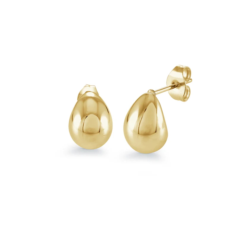 Boucles d'oreilles fixes de forme organique, acier inoxydable doré - SEA424 - Veloria