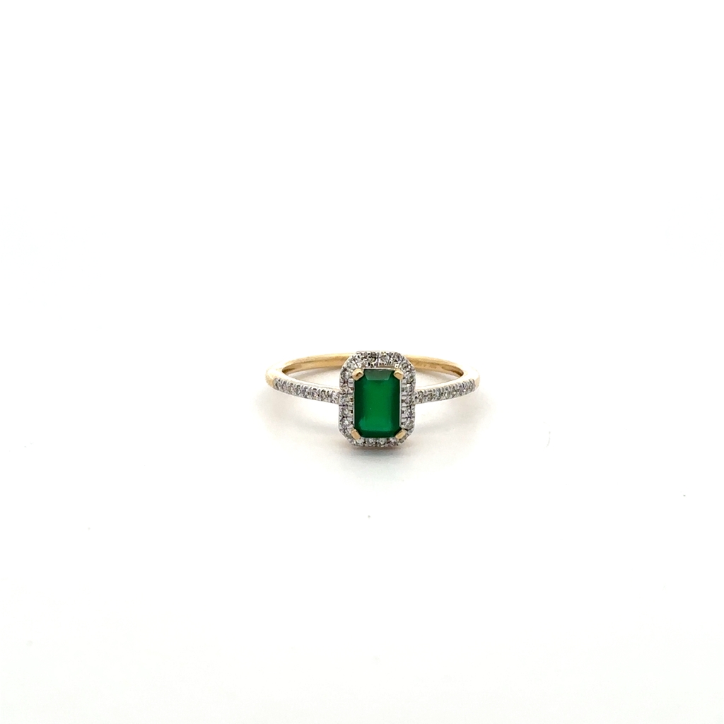 Bague or jaune 14 carats, émeraude, diamants - SKR43401-ED - Exclusivités