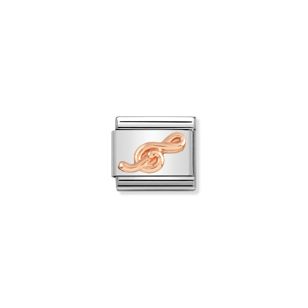 Maille classique clé de sol, acier inoxydable, or rose 9k - 43010613 - NOMINATION