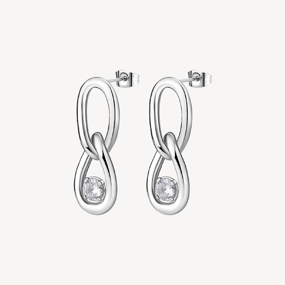 Boucles d'oreilles pendantes acier inoxydable, zircons incolores - BBN41 - Brosway Italia