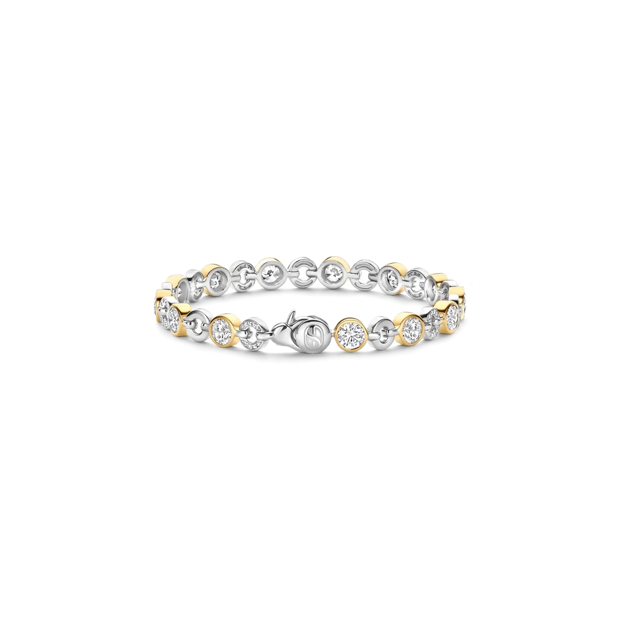 Bracelet argent 2 tons (blanc et jaune), zircons incolores - 23054ZY - Ti Sento