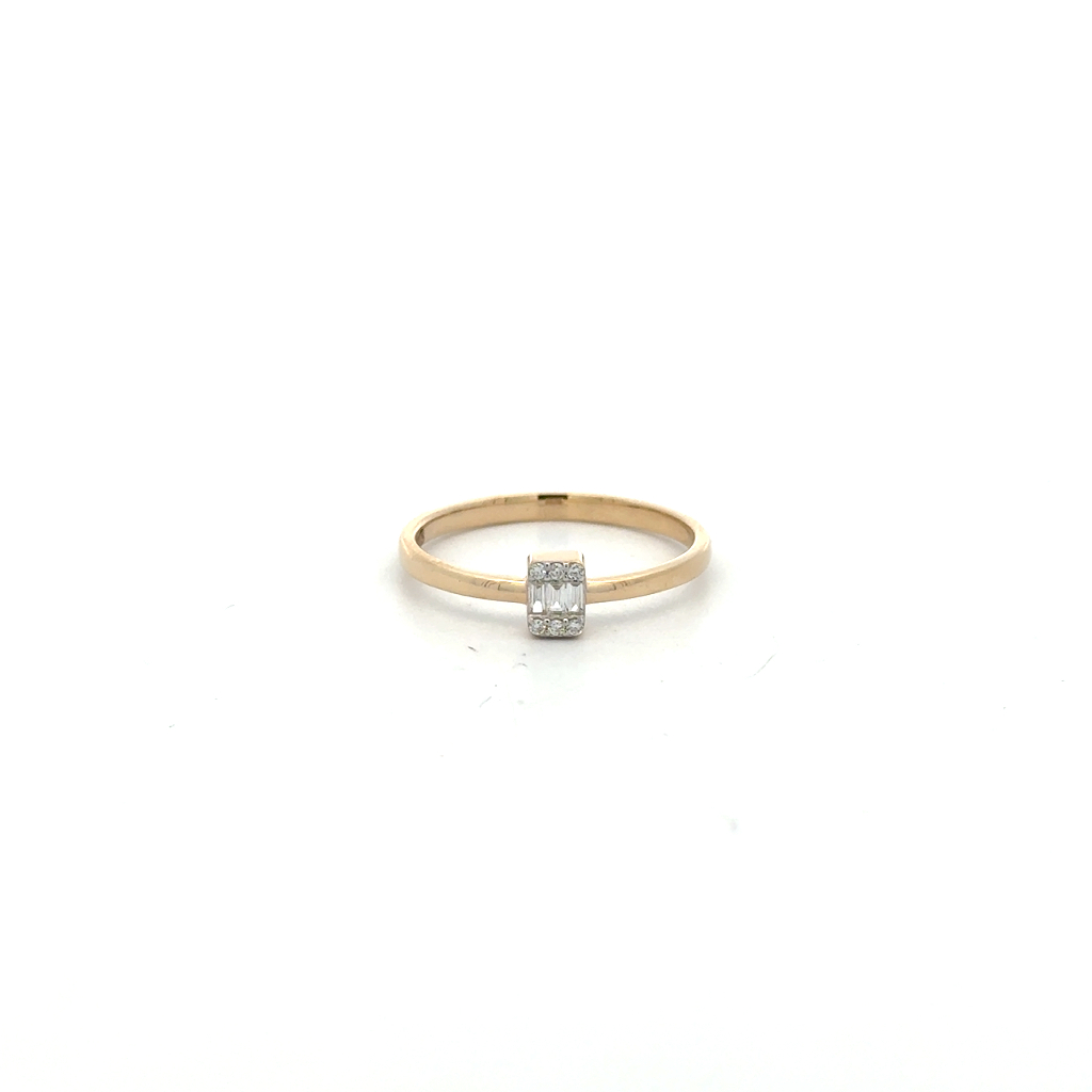 Bague solitaire, or jaune 14 carats, 7 points de diamant total, SI/FG