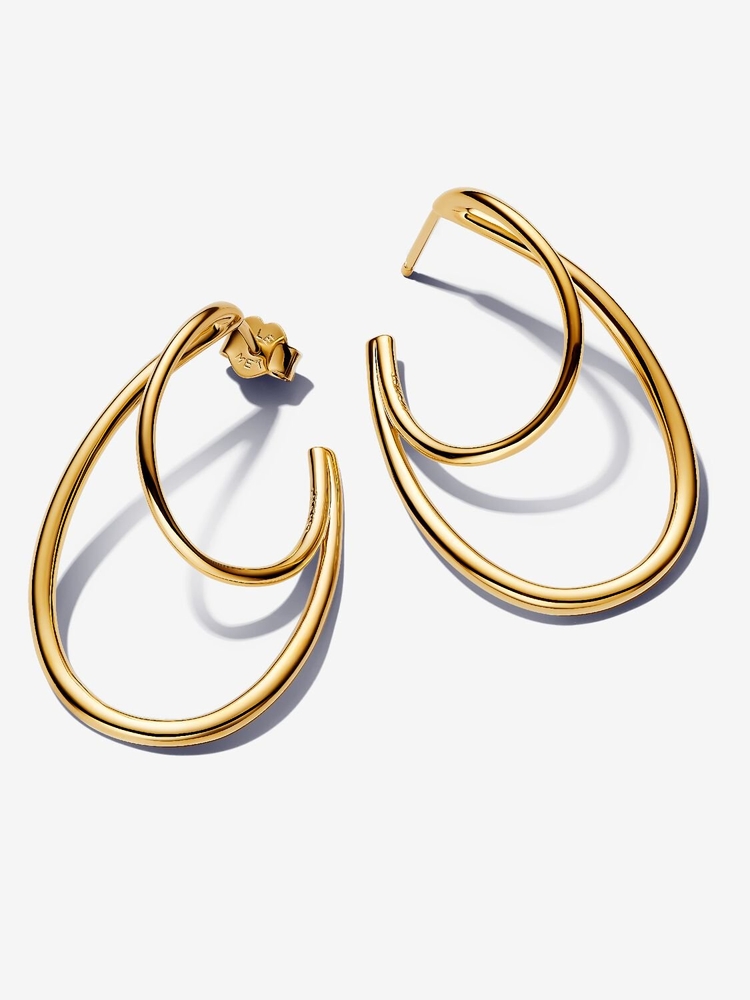 Anneaux doubles de forme organique, métal unique plaqué d'or 14 carats - 263870C00 - Pandora