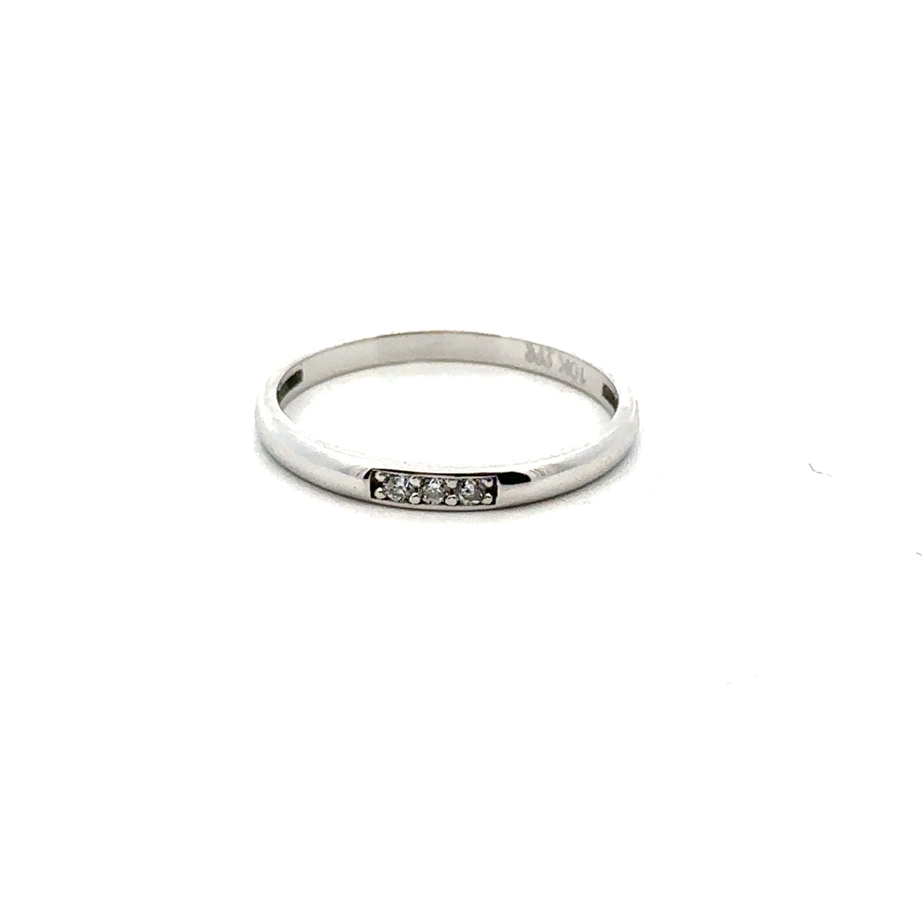 Jonc or blanc 10 carats, zircons incolores - RR2492-02 - Exclusivité