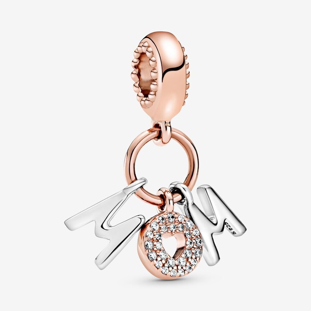 Bille lettre mom, Pandora Rose, argent, zircons - 788828C01 - Pandora