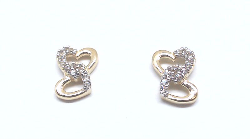 Boucles d'oreilles fixes coeurs, or jaune 10 carats, zircons incolores - EMDD01-0858J - Exclusivités